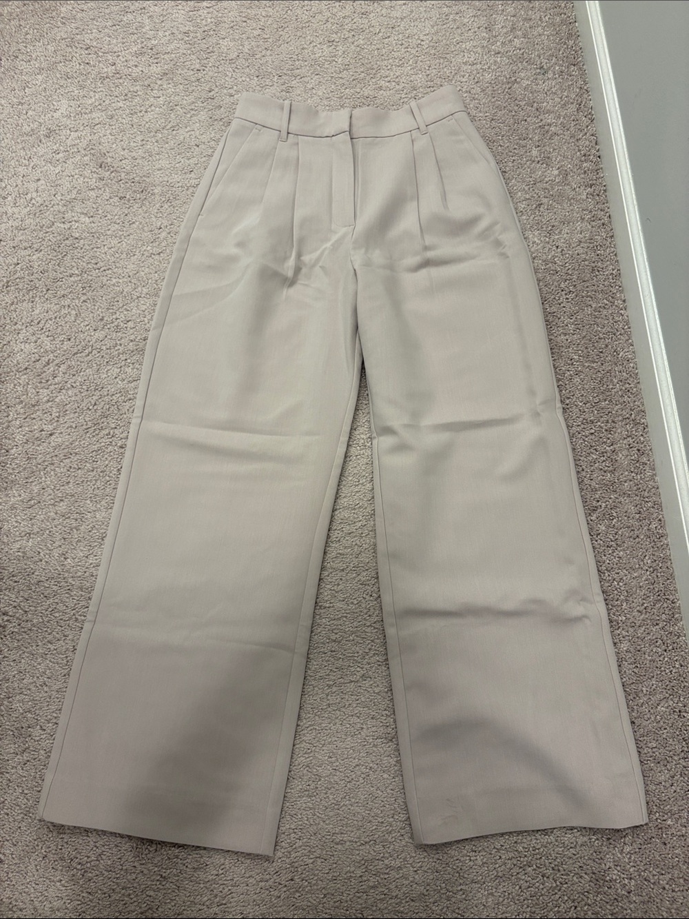 Abercrombie & Fitch Wide Leg Trousers in Light Beige